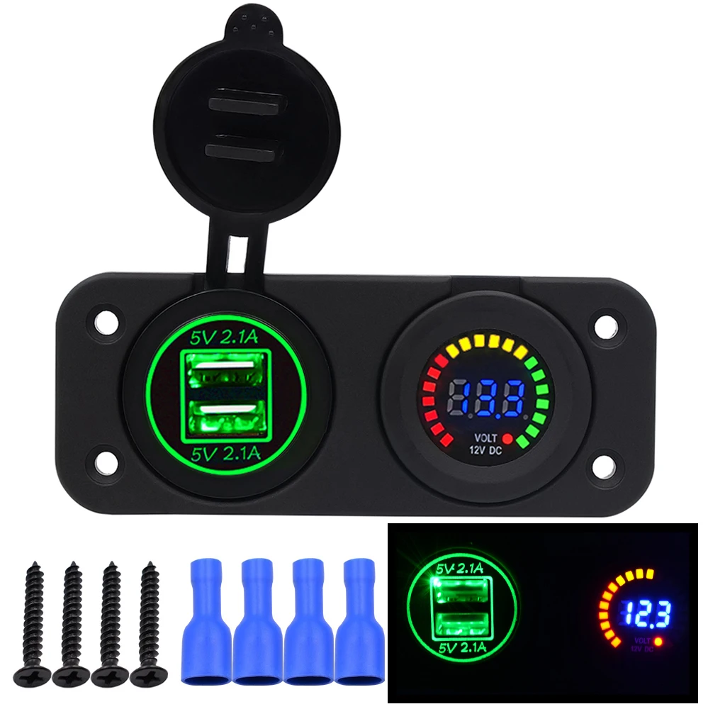 DC12/24V Universal Car Charger 4.2A Dual USB Port Charger Auto Color Screen Power Adapter Outlet With Cigarette Lighter For Boat
DC12/24V Universal Car Charger 4.2A Dual USB Port Charger Auto Color Screen Power Adapter Outlet With Cigarette Lighter For Boat