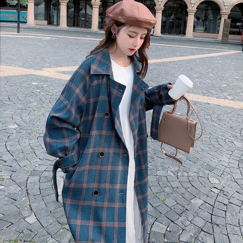EACHIN Women Fashion Plaid Wool Double Breasted Coat Winter Thick Warm Turn-down Collar Pockets Streetwear Long Jacket Outwear
EACHIN Women Fashion Plaid Wool Double Breasted Coat Winter Thick Warm Turn-down Collar Pockets Streetwear Long Jacket Outwear