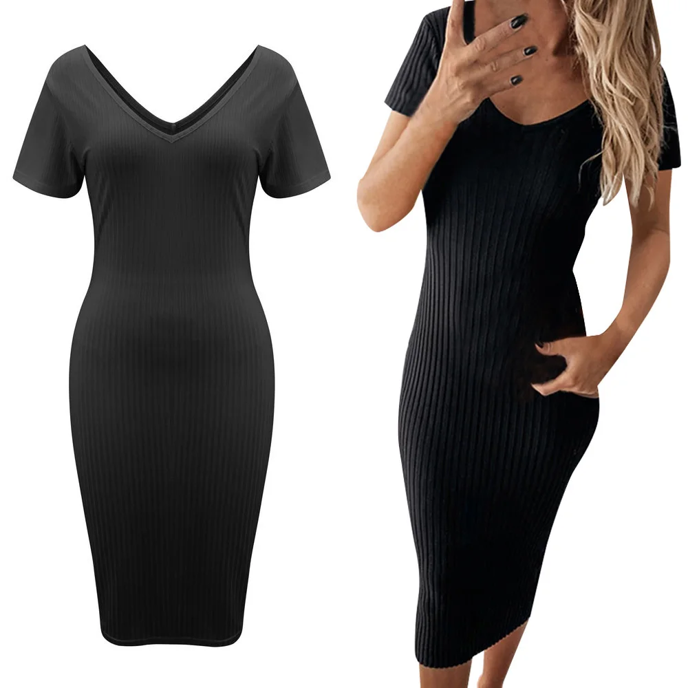 Sexy Womens Summer V-Neck Slim Fitted Bodycon Black Casual Skinny Solid Sleeveless Party Midi Pencil Dresses 
Sexy Womens Summer V-Neck Slim Fitted Bodycon Black Casual Skinny Solid Sleeveless Party Midi Pencil Dresses