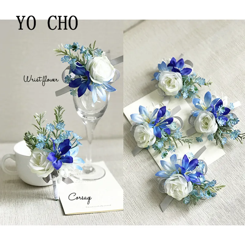 

YO CHO наручный корсаж свадебная бутоньерка шелковые розы жениха цветок браслет для невесты петля для жениха аксессуары для свадьбы