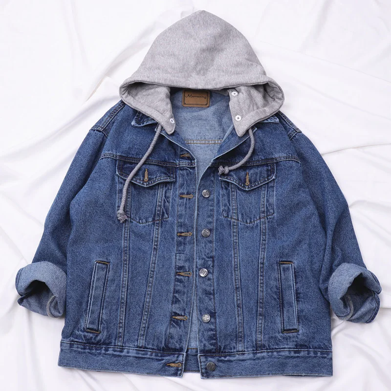 Spring Autumn Denim Jacket Women Vintage Washed Removable Hooded Jeans Jacket Coat Women Casual Loose Casual Outwear Female
Spring Autumn Denim Jacket Women Vintage Washed Removable Hooded Jeans Jacket Coat Women Casual Loose Casual Outwear Female