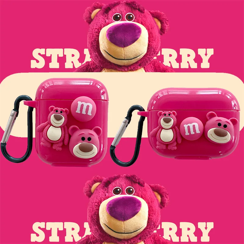 

Lotso Strawberry Bear M Bean Pink Apple AirPods 1 / 2 / 3 Pro Case Cover IPhone Earbuds Accessories Airpod Case Air Pods Case