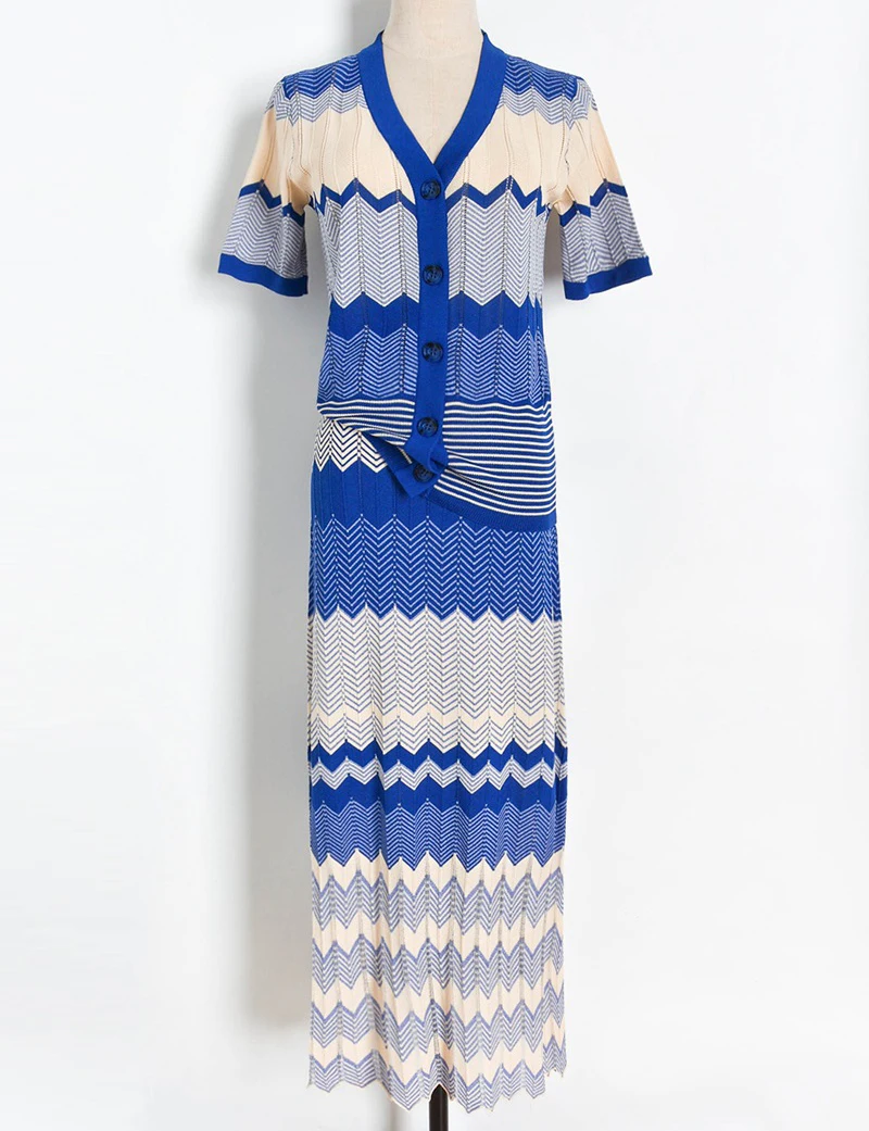 Korean Style Vintage V-neck Maxi Skirt Set Women 2021 Summer Stripe Blue Knit Clothing Female Sets Two Piece Outfits
Korean Style Vintage V-neck Maxi Skirt Set Women 2021 Summer Stripe Blue Knit Clothing Female Sets Two Piece Outfits
