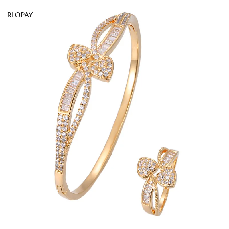 Golden Cubic Zircon Love Bracelets for Women Micro Paved Full Stone Open Cuff Bangle Ring Set Metal Bracelet Sets 
Golden Cubic Zircon Love Bracelets for Women Micro Paved Full Stone Open Cuff Bangle Ring Set Metal Bracelet Sets