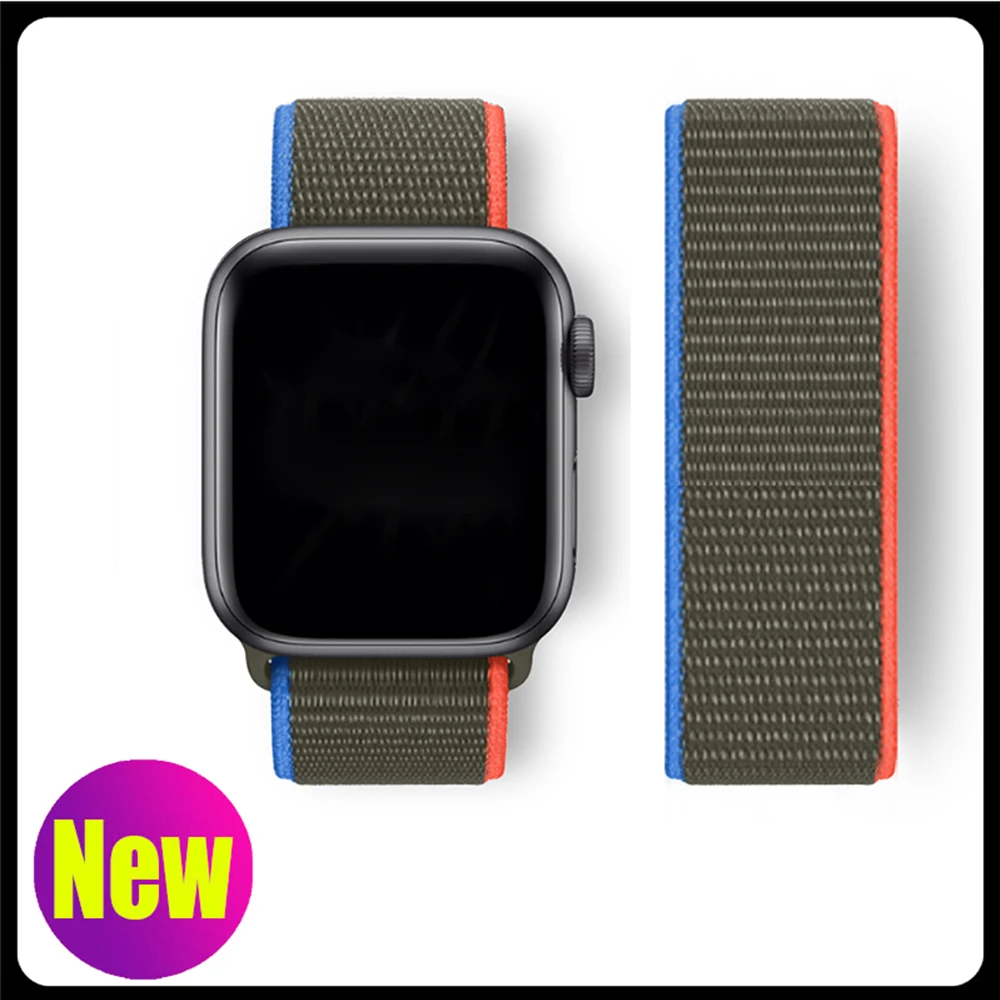 Ремешок нейлоновый для apple watch band 44 мм 40 45 41 38 42 | Наручные часы