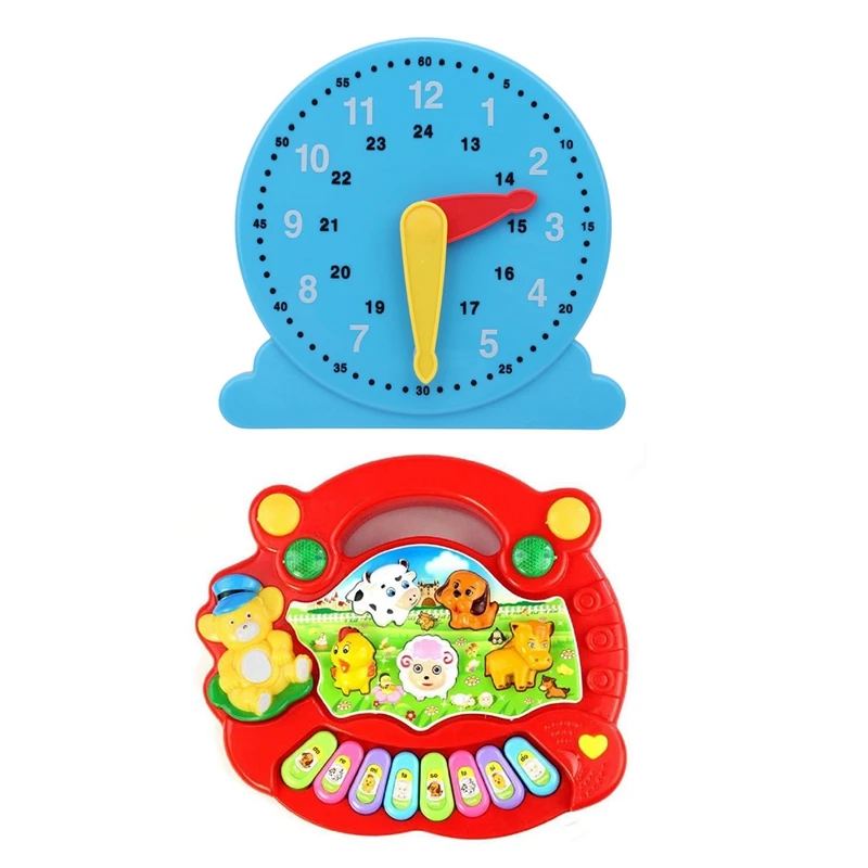 2Pcs Early Education Toys Plastic Model: 1Pcs Animal Farm Piano Music Toys & 1Pcs Cognition Clock Learn Time Clock Toys
2Pcs Early Education Toys Plastic Model: 1Pcs Animal Farm Piano Music Toys & 1Pcs Cognition Clock Learn Time Clock Toys