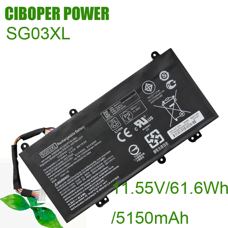 CP Genuine Laptop Battery SG03XL 11.55V/61.6Wh For 17-U273CL 17-U011NR 17-U108CA 17-U110NR 17-U163CL W7D93UA W2K88UA W2K86UA
CP Genuine Laptop Battery SG03XL 11.55V/61.6Wh For 17-U273CL 17-U011NR 17-U108CA 17-U110NR 17-U163CL W7D93UA W2K88UA W2K86UA