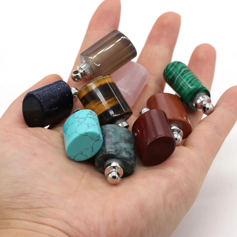Fine 100% Flat Cylindrical Semi-preciou Tiger Eye Stone Perfume Bottle Charms for Jewelry Making DIY Necklace Accessorie 18x22mm
Fine 100% Flat Cylindrical Semi-preciou Tiger Eye Stone Perfume Bottle Charms for Jewelry Making DIY Necklace Accessorie 18x22mm