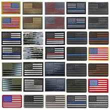 Reflective American Flag Embroidered Patches United States US Flags Tactical Military Patch PVC Rubber Embroidery Badges