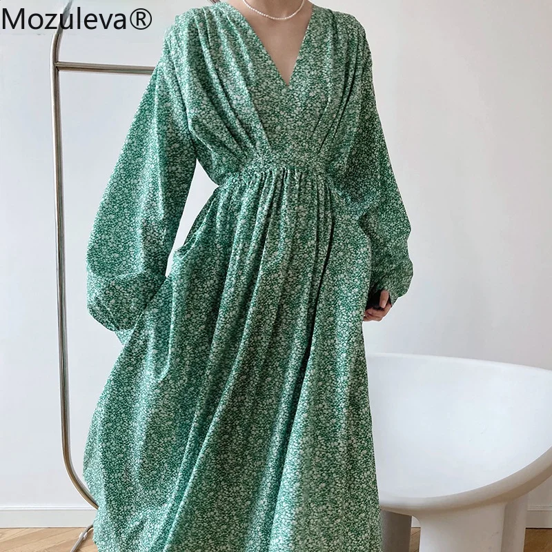 Mozuleva Stylish Chic V-neck Loose Women A-line Dress Spring Ladies Floral Vestidos Elastic Waist Lace-up Female Dress 2022
Mozuleva Stylish Chic V-neck Loose Women A-line Dress Spring Ladies Floral Vestidos Elastic Waist Lace-up Female Dress 2022