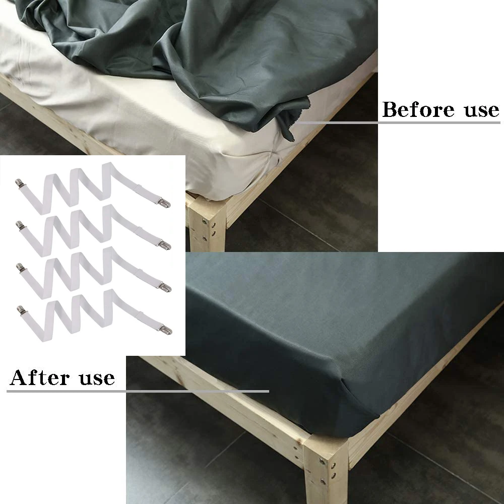 4Pcs/set Elastic Bed Sheet Grippers Belt Fastener Bed Sheet Clips Mattress Cover Blankets Holder Home Textiles Organize Gadgets
4Pcs/set Elastic Bed Sheet Grippers Belt Fastener Bed Sheet Clips Mattress Cover Blankets Holder Home Textiles Organize Gadgets