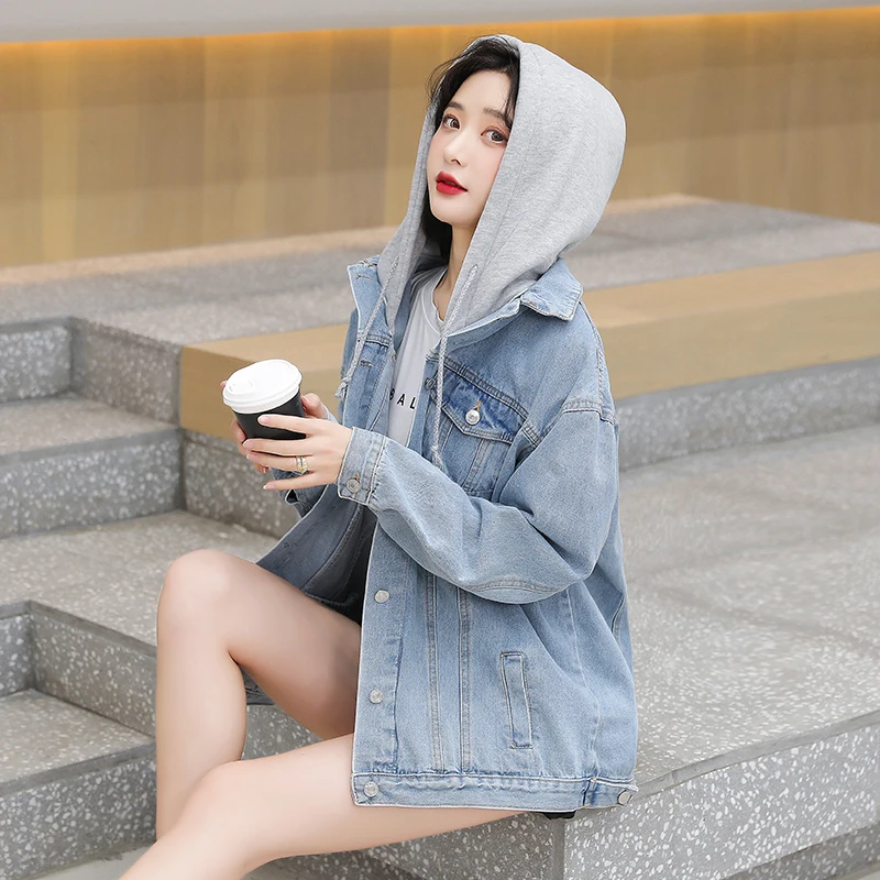 Hooded denim jacket women 2021 new spring and autumn Korean loose casual top trend
Hooded denim jacket women 2021 new spring and autumn Korean loose casual top trend