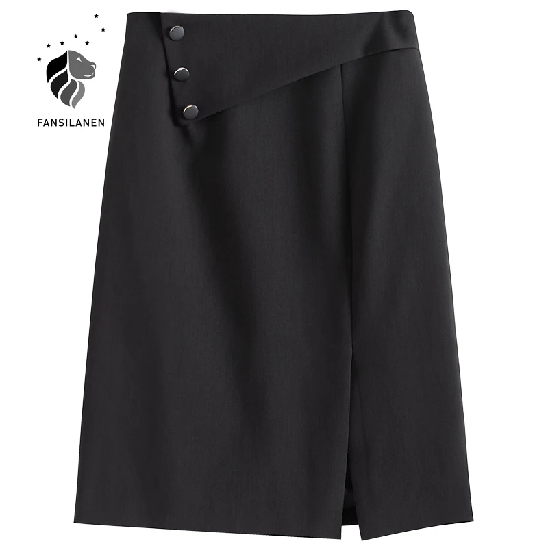 FANSILANEN Sexy split black midi skirt Women elegant high waist a-line skirt Office lady autumn winter vintage skirt 2020 bottom
FANSILANEN Sexy split black midi skirt Women elegant high waist a-line skirt Office lady autumn winter vintage skirt 2020 bottom