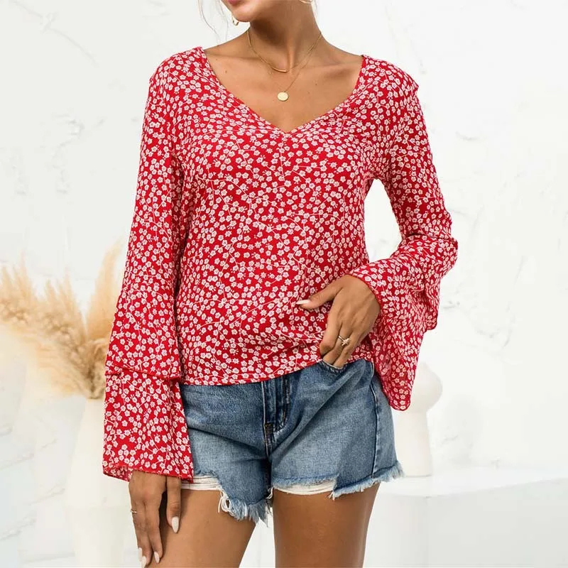 2021 Summer Floral Print Blouse Women V Neck Fashion Flared Long Sleeve Elegant Shirts Tops Casual Plus Size Blouses Blusa
2021 Summer Floral Print Blouse Women V Neck Fashion Flared Long Sleeve Elegant Shirts Tops Casual Plus Size Blouses Blusa