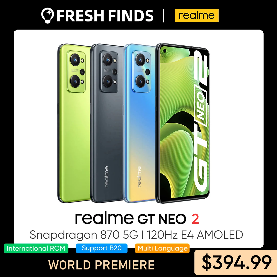 Смартфон realme GT Neo 2, 8 + 128 ГБ, 12 + 256 ГБ, 870 дюйма, 65 Вт, 6,62 мАч, NFC
Смартфон realme GT Neo 2, 8 + 128 ГБ, 12 + 256 ГБ, 870 дюйма, 65 Вт, 6,62 мАч, NFC