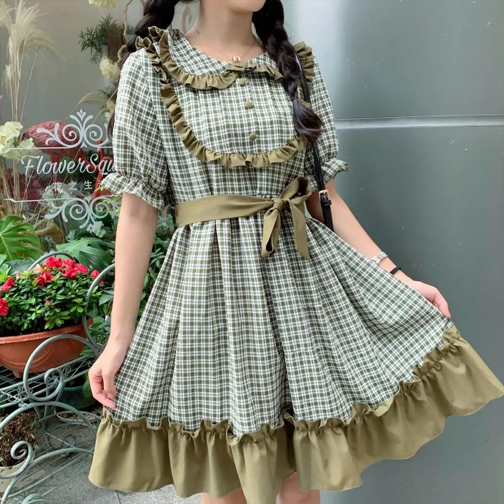 2020 new summer lolita dress women Japanese soft sister small fresh loose loose plaid stitching lace short-sleeved doll dress
2020 new summer lolita dress women Japanese soft sister small fresh loose loose plaid stitching lace short-sleeved doll dress