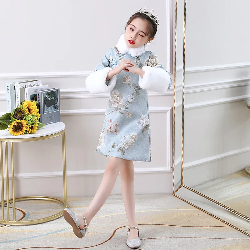 Autumn And Winter Girls' Thickened Long Sleeves Cheongsam Chinese New Year's Costuem Tang Clothing Party Evening Dress
Autumn And Winter Girls' Thickened Long Sleeves Cheongsam Chinese New Year's Costuem Tang Clothing Party Evening Dress