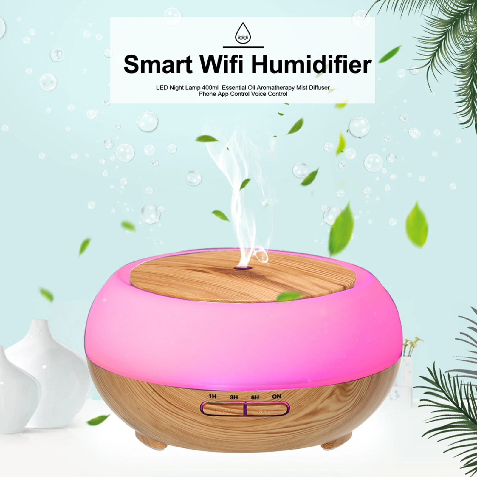 Wifi Wireless LED Night Lamp 400ml Humidifier Essential Oil Mist Phone App /Voice Control Compatible with Alexa & Google Home
Wifi Wireless LED Night Lamp 400ml Humidifier Essential Oil Mist Phone App /Voice Control Compatible with Alexa & Google Home