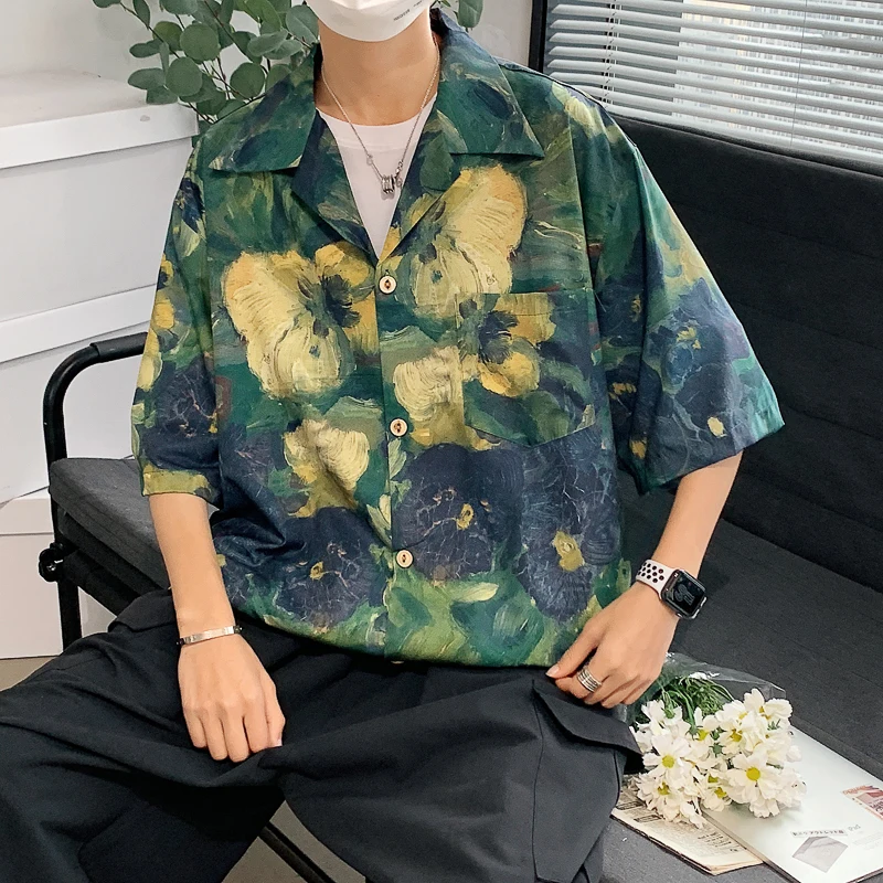 Summer Flower Shirts Men's Fashion Retro Printing Casual Shirts Men Streetwear Loose Short-sleeved Shirts Mens Hawaiian Shirts
Summer Flower Shirts Men's Fashion Retro Printing Casual Shirts Men Streetwear Loose Short-sleeved Shirts Mens Hawaiian Shirts