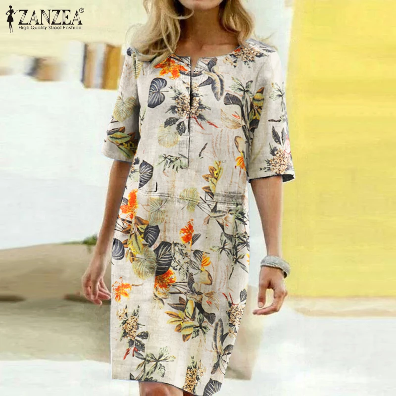 2021 Summer Floral Printed Bohemian Sundress ZANZEA Vintage Cotton Linen Party Short Dress Women Casual Short Sleeve Vestidos 7
2021 Summer Floral Printed Bohemian Sundress ZANZEA Vintage Cotton Linen Party Short Dress Women Casual Short Sleeve Vestidos 7