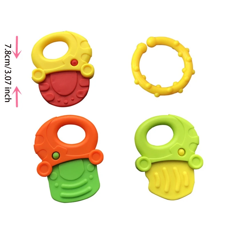 Baby Fruit Style Soft Rubber Rattle Teether Toy Newborn Chews Food Grade Silicone Teethers Infant Training Bed Chew Toys Kid | Мать и