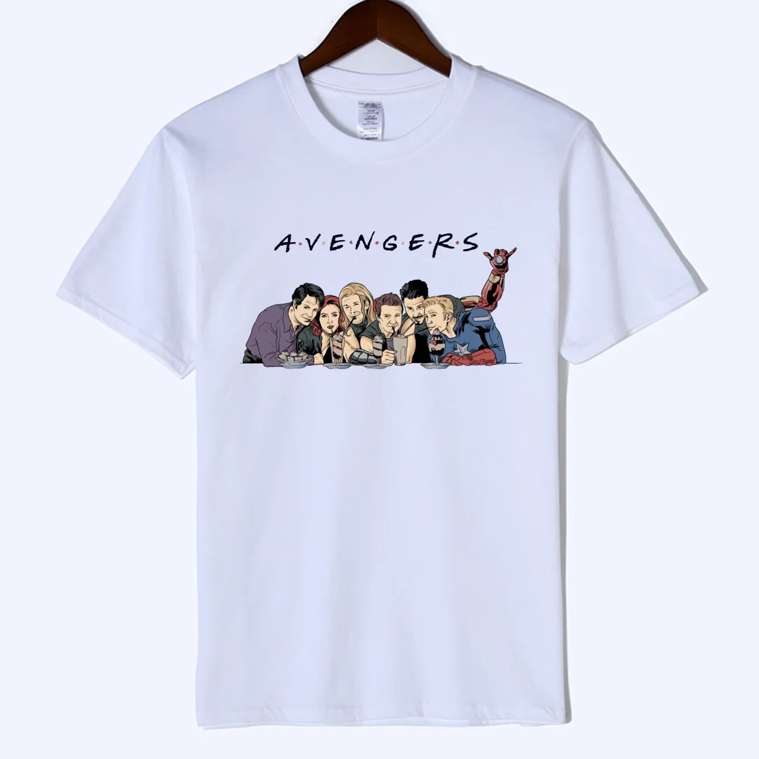 Мужская футболка с короткими рукавами Marvel Avengers белая уличная одежда лето