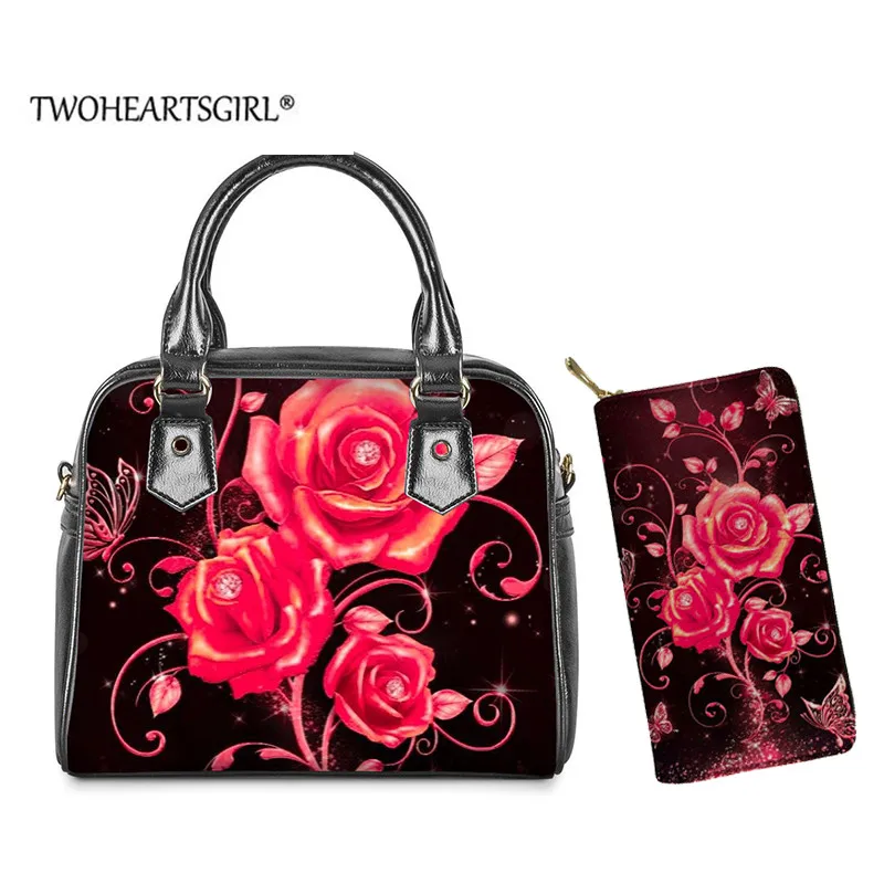 Leather Handbag Wallet Set Women Red Rose Art Flower Printed Crossbody Bag 2pcs Top-handle Bags Ladies Messenger Bag sac a main
Leather Handbag Wallet Set Women Red Rose Art Flower Printed Crossbody Bag 2pcs Top-handle Bags Ladies Messenger Bag sac a main