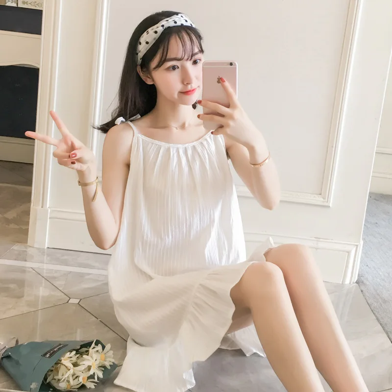 2021 New Cotton Solid Nightgowns Sleeveless Spaghetti Strap Women Sexy Sleepwear Summer Pink Mini Night Dress Casual Homewear
2021 New Cotton Solid Nightgowns Sleeveless Spaghetti Strap Women Sexy Sleepwear Summer Pink Mini Night Dress Casual Homewear