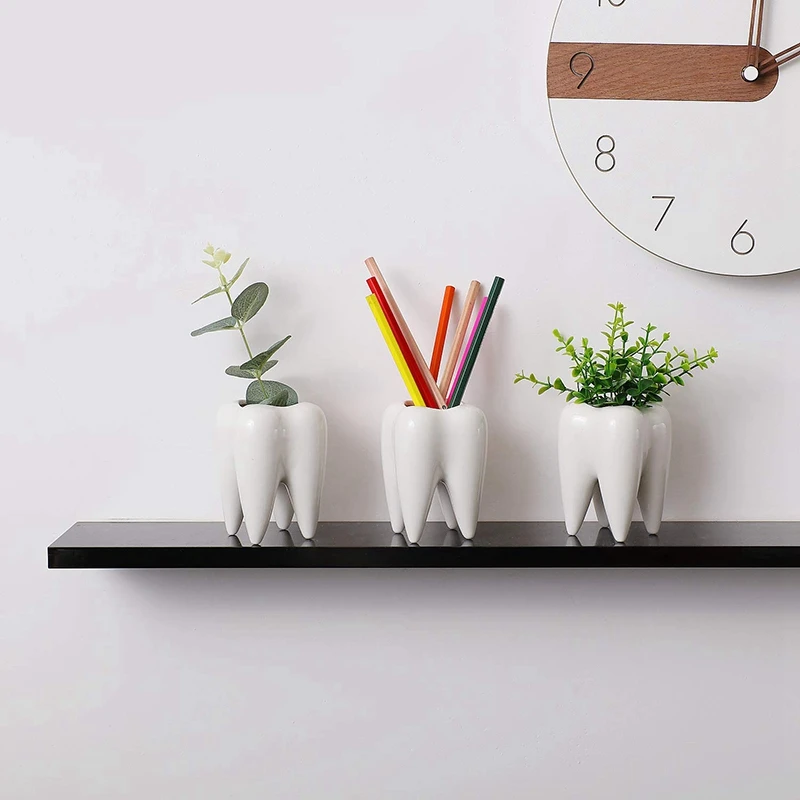 Cute Tooth Shaped Pen Pencil Holder, White Ceramic Succulent Planter Pots for Home Office Decoration Desk Organization, Set Of 3
Cute Tooth Shaped Pen Pencil Holder, White Ceramic Succulent Planter Pots for Home Office Decoration Desk Organization, Set Of 3