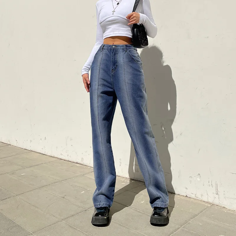 Casual Gradient Color Denim Jeans Women's High Waist Pants Pockets Vintage Y2k Urban Streetwear Fashion Straight Trousers Capris
Casual Gradient Color Denim Jeans Women's High Waist Pants Pockets Vintage Y2k Urban Streetwear Fashion Straight Trousers Capris