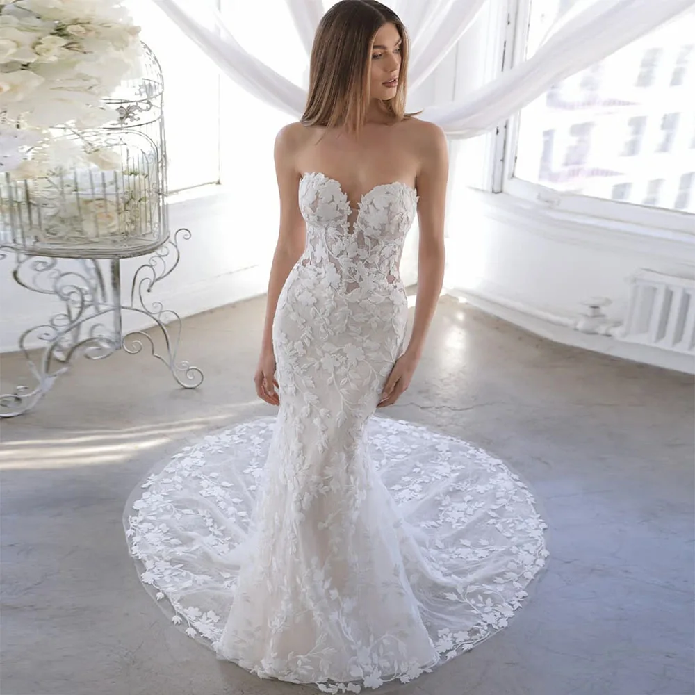 Sevintage Exquisite Mermaid Wedding Dresses Lace Appliques Sweetheart 3D Flowers Bridal Dress Beach Bride Gowns 2022
Sevintage Exquisite Mermaid Wedding Dresses Lace Appliques Sweetheart 3D Flowers Bridal Dress Beach Bride Gowns 2022
