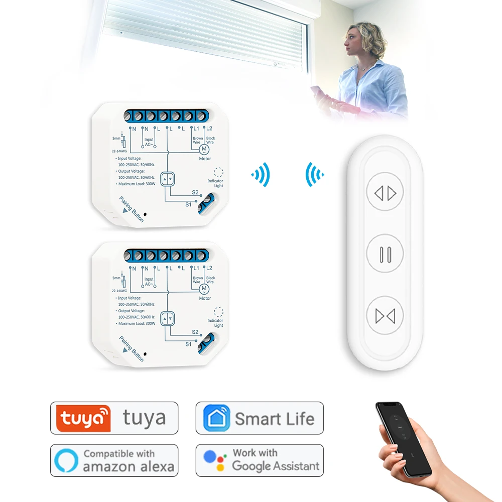Tuya Smart Life Wifi Curtain Switch for Motorized lnsect Screens works with Google Assistant and Echo Alexa Voice Control
Tuya Smart Life Wifi Curtain Switch for Motorized lnsect Screens works with Google Assistant and Echo Alexa Voice Control