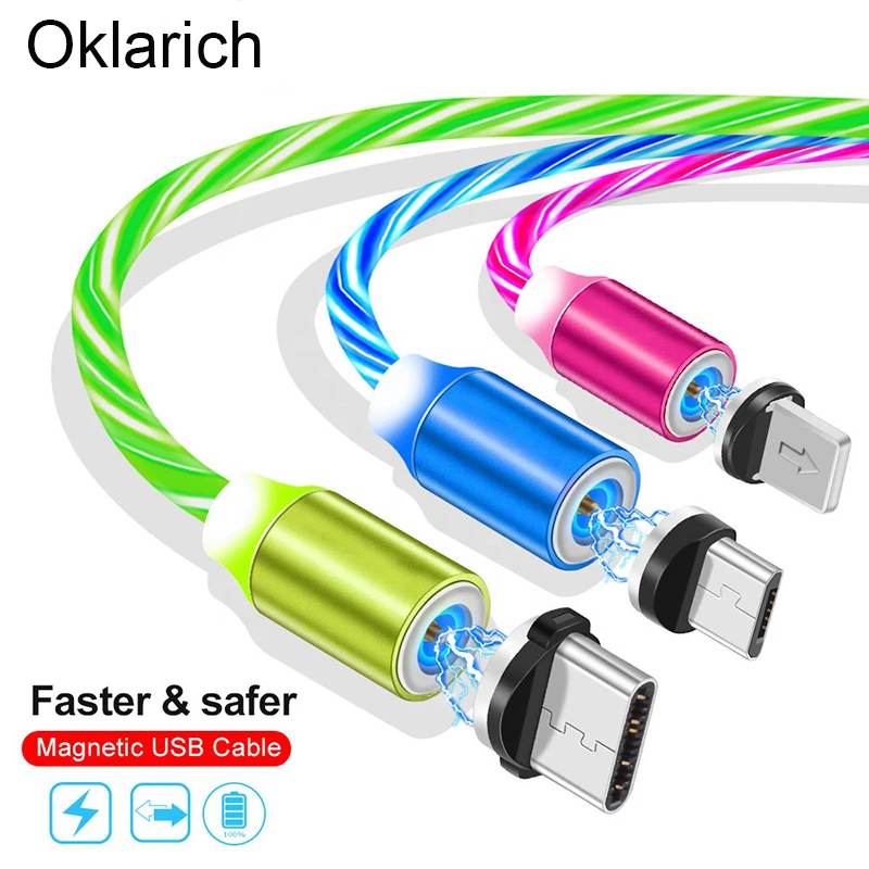 Магнитный зарядный кабель течет с подсветкой Магнит Micro USB для быстрой зарядки