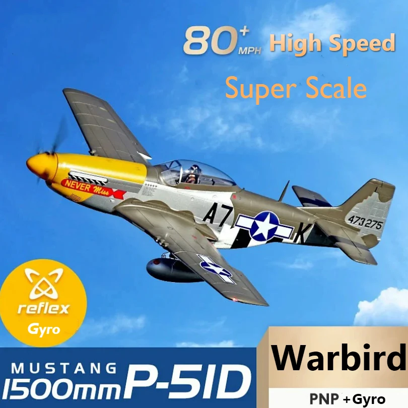 Радиоуправляемый самолет FMS 1500 мм 1 5 м P51 P-51 Mustang 6S с убирается светодиодный