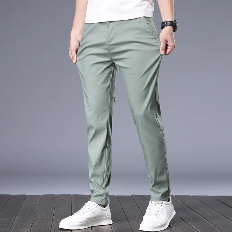 2021Spring Summer Fashion Clothing Solid Color Ice Silk Casual Pants Men Slight Elastic Long-Length High Quality Formal Trouser
2021Spring Summer Fashion Clothing Solid Color Ice Silk Casual Pants Men Slight Elastic Long-Length High Quality Formal Trouser