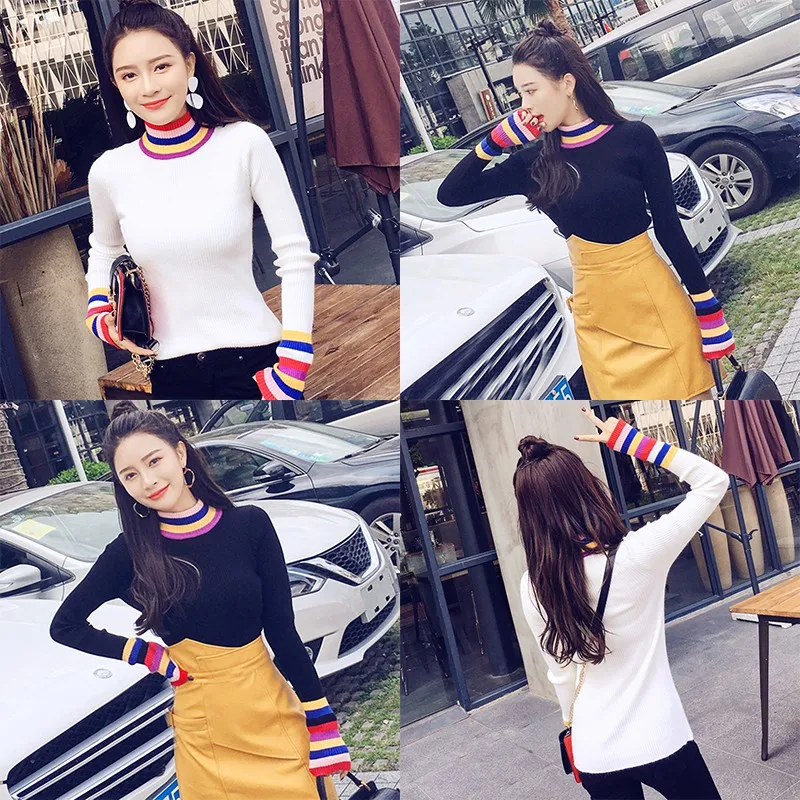 Womens Turtleneck Sweaters Winter Undefined Thin Pullover Jumper Knitted Patchwork Pull Femme New Tops Drop
Womens Turtleneck Sweaters Winter Undefined Thin Pullover Jumper Knitted Patchwork Pull Femme New Tops Drop