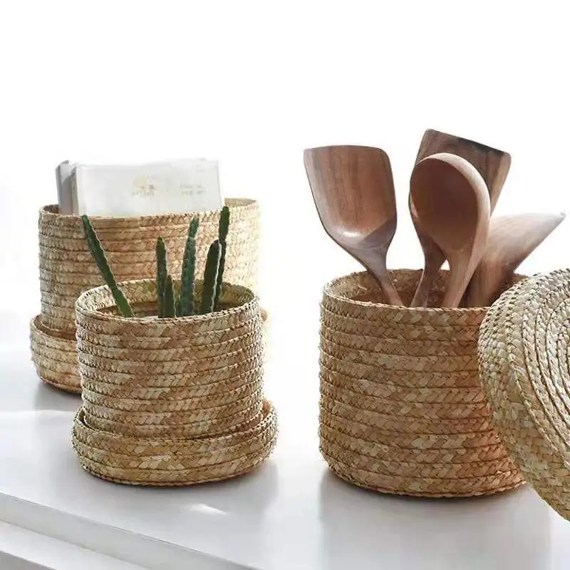 New Handmade Straw Woven Storage Basket Organizer Box Laundry Baskets Rattan Storage Flower Baskets
New Handmade Straw Woven Storage Basket Organizer Box Laundry Baskets Rattan Storage Flower Baskets