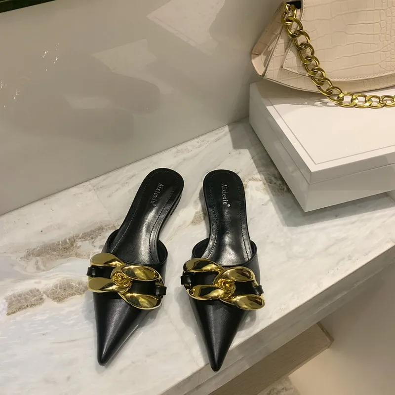 2021 Summer Pointed Toe Slippers Metal Decoration Stiletto Heels Bling Women Shoes PU Basic Fashion Sexy Outside Black
2021 Summer Pointed Toe Slippers Metal Decoration Stiletto Heels Bling Women Shoes PU Basic Fashion Sexy Outside Black