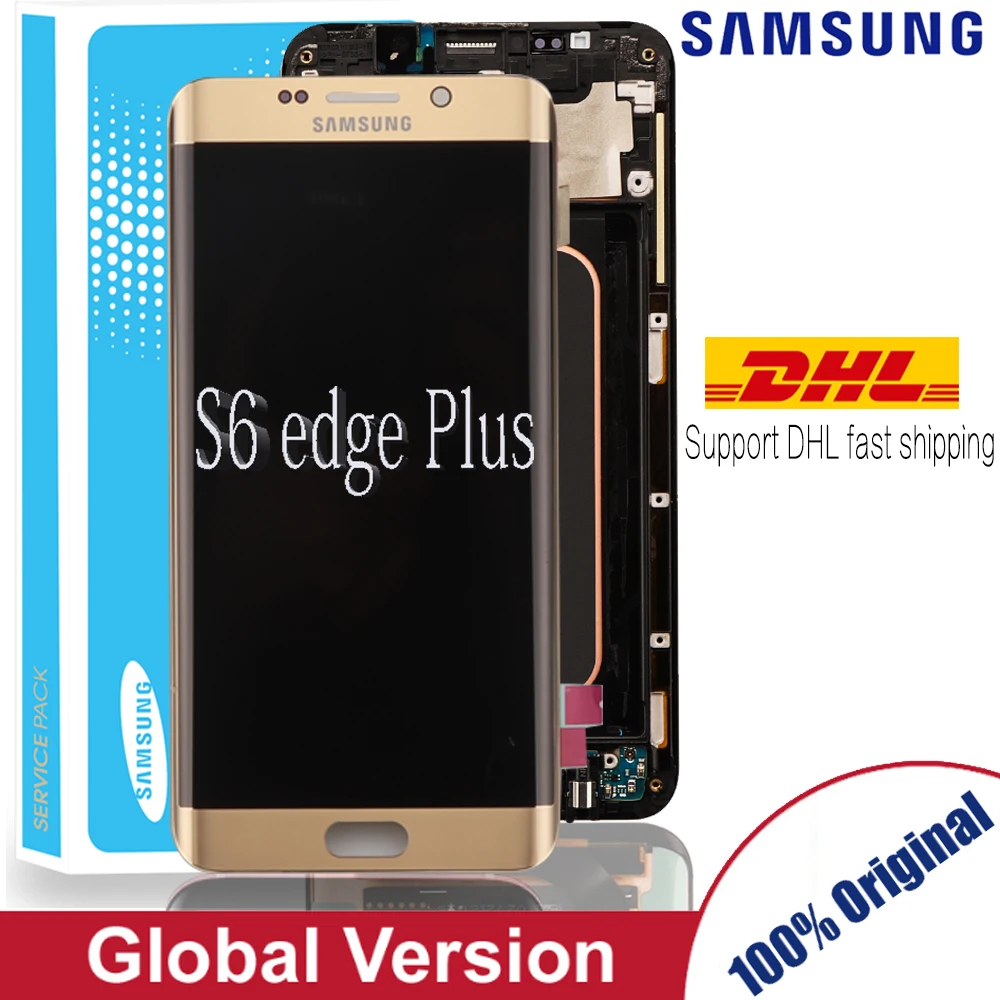 100% Оригинальный Super AMOLED ЖК дисплей с рамкой для SAMSUNG Galaxy s6 edge plus G928 G928F сенсорный