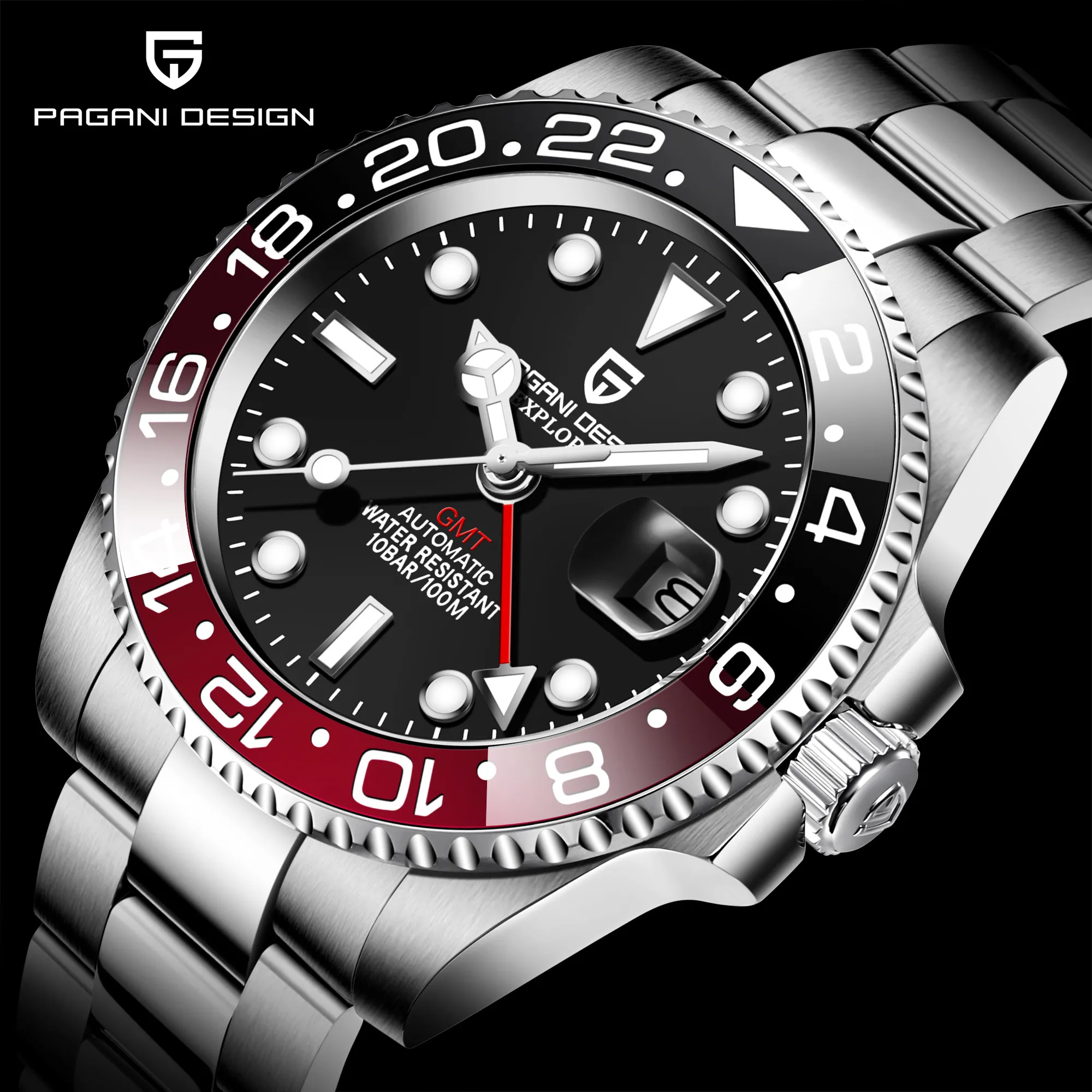 PAGANI DESIGN Brand Men Automatic Watches Waterproof Sports Mechanical Wristwatch Reloj Hombre Luxury Stainless Steel GMT Watch
PAGANI DESIGN Brand Men Automatic Watches Waterproof Sports Mechanical Wristwatch Reloj Hombre Luxury Stainless Steel GMT Watch