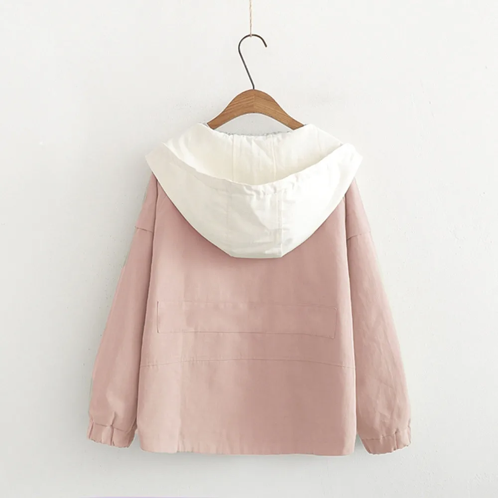 Crew neck Womens Jackets Clothing Loose Short Fleece Jumper Long Sleeve Matching Color Thin Hooded Zip Pockets Coat Jackets A3
Crew neck Womens Jackets Clothing Loose Short Fleece Jumper Long Sleeve Matching Color Thin Hooded Zip Pockets Coat Jackets A3