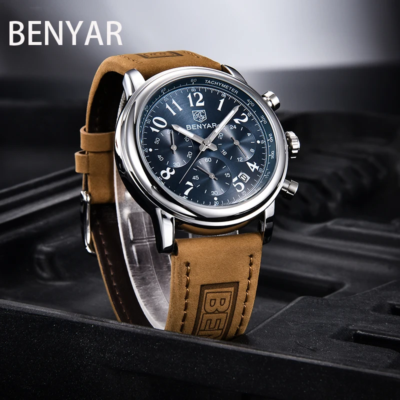 BENYAR Top Brand Luxury Watches Mens New Chronograph Quartz Watch Men Sport Military Watch Waterproof Leather Business clock
BENYAR Top Brand Luxury Watches Mens New Chronograph Quartz Watch Men Sport Military Watch Waterproof Leather Business clock