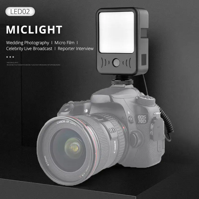 2 in 1 LED Video Light Microphone Mini LED 6500K 49 Bead Lamp for DSLR Camera Camcorder DVR Built-in 2000mA lithium Battery
2 in 1 LED Video Light Microphone Mini LED 6500K 49 Bead Lamp for DSLR Camera Camcorder DVR Built-in 2000mA lithium Battery