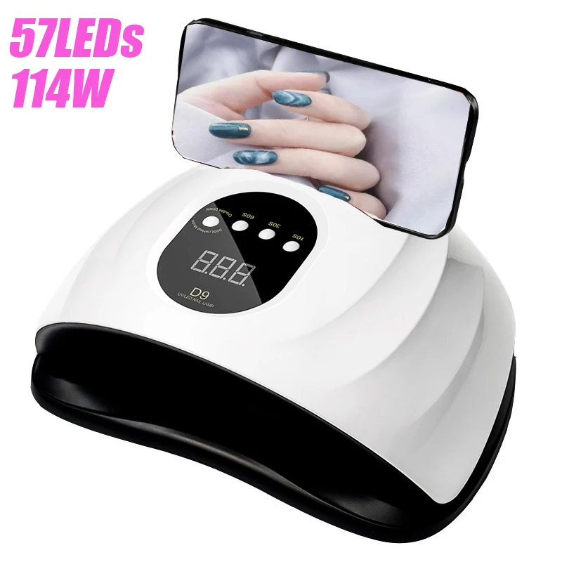 114W 57LEDs Professiona Nail Dryer Machine UV LED Gel Nail Polish For Manicure With Four Speed Timing LCD Display Nail Tools
114W 57LEDs Professiona Nail Dryer Machine UV LED Gel Nail Polish For Manicure With Four Speed Timing LCD Display Nail Tools