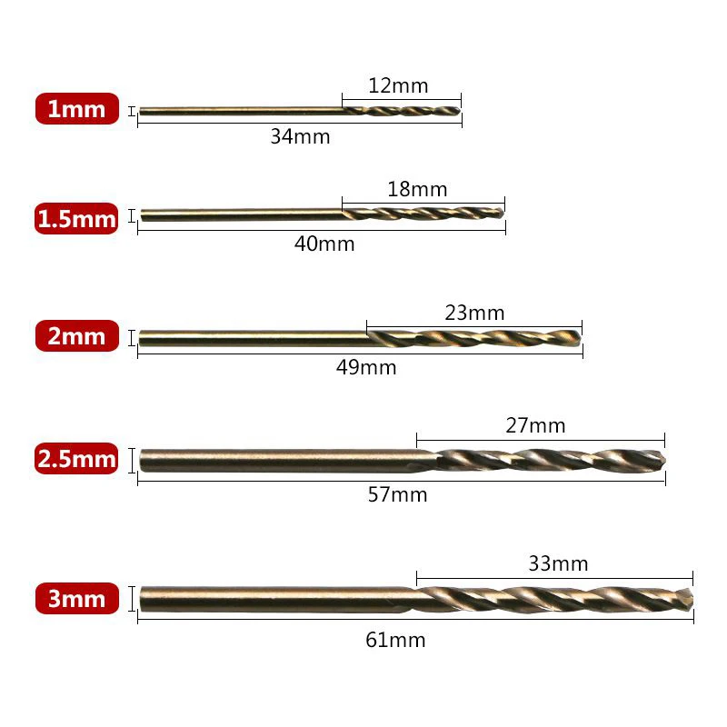 50Pcs 1.0-3mm Cobalt Coated Twist Drill Bit Set HSS M35 High Speed Steel Drill Bit For Wood/Metal Hole Cutter Power Tools
50Pcs 1.0-3mm Cobalt Coated Twist Drill Bit Set HSS M35 High Speed Steel Drill Bit For Wood/Metal Hole Cutter Power Tools