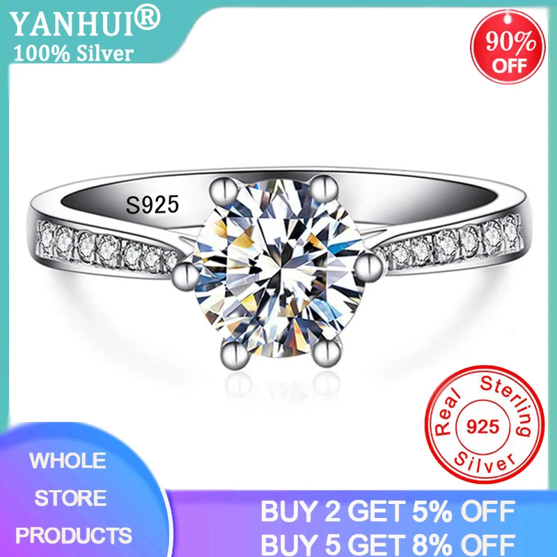 YANHUI 1Carat Dazzling Sparkling Lab Diamond Engagement Rings for Women Solid Silver 925 Jewelry Wedding Statement Female Bijoux 
YANHUI 1Carat Dazzling Sparkling Lab Diamond Engagement Rings for Women Solid Silver 925 Jewelry Wedding Statement Female Bijoux