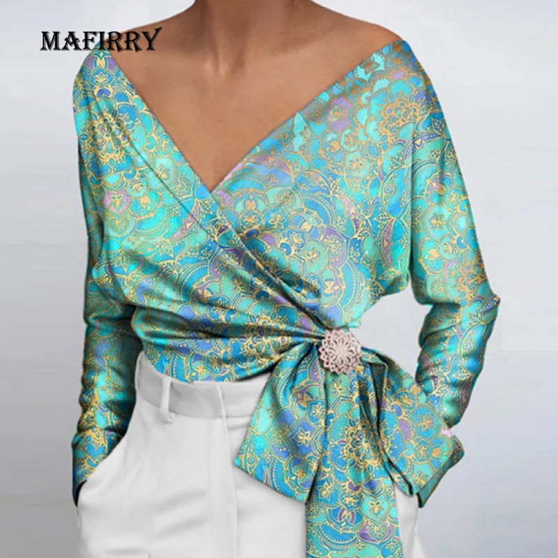 Loose Casual Deep V Neck Women Print Blouse Spring Autumn Office Lady Fashion Slim Tops Patchwork Long Sleeve Outdoor Pullovers
Loose Casual Deep V Neck Women Print Blouse Spring Autumn Office Lady Fashion Slim Tops Patchwork Long Sleeve Outdoor Pullovers