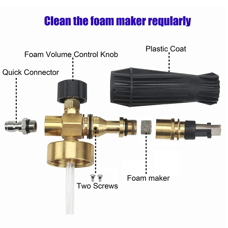Pressure Washer Foam Cannon For Car Wash, Snow Foam Lance, Additional Orifice Nozzle 1.1Mm, 1/4 inch
Pressure Washer Foam Cannon For Car Wash, Snow Foam Lance, Additional Orifice Nozzle 1.1Mm, 1/4 inch