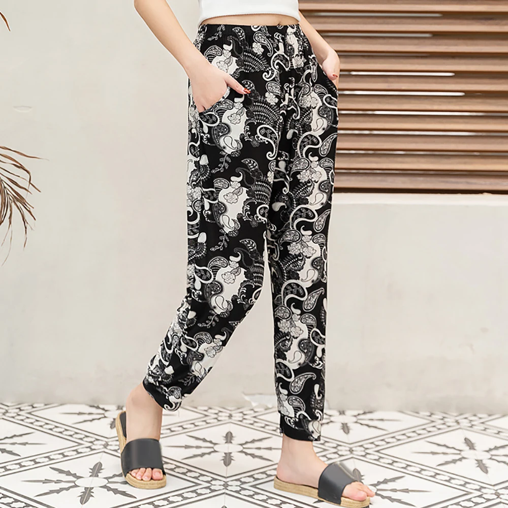 Fashion Women High Waist Pants Floral Printing Easy Trousers Elastic Waist Pants Bohomian Summer Beach Casual Wide Leg Pants
Fashion Women High Waist Pants Floral Printing Easy Trousers Elastic Waist Pants Bohomian Summer Beach Casual Wide Leg Pants