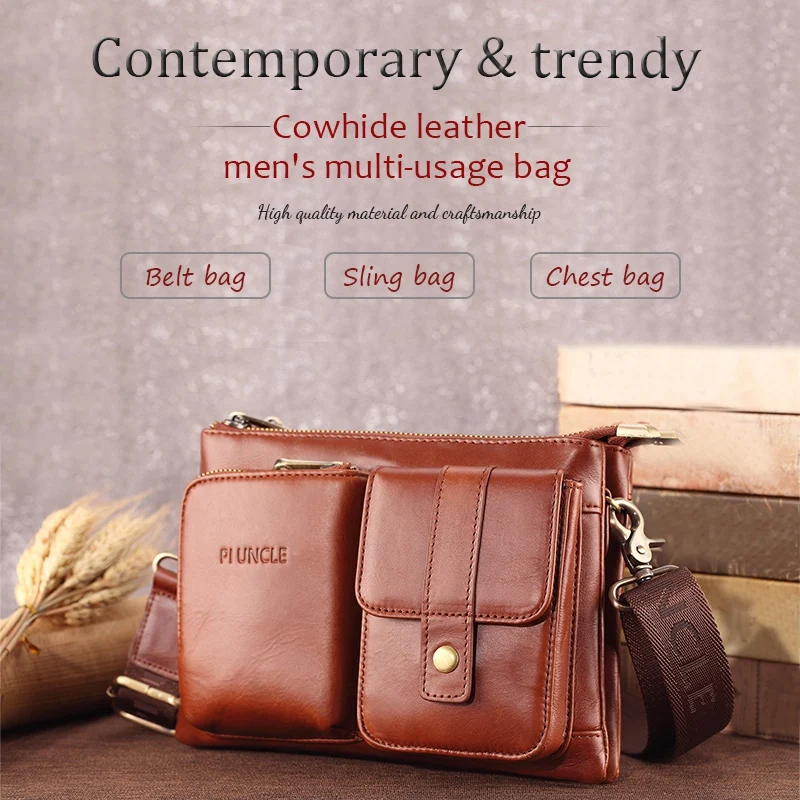 NEW-PI UNCLE Men's Leather Shoulder Messenger Bag Brand Multi-Function Wear Belt Mobile Phone ID Small Bag Brown
NEW-PI UNCLE Men's Leather Shoulder Messenger Bag Brand Multi-Function Wear Belt Mobile Phone ID Small Bag Brown